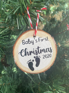 Baby's First Wood Slice Christmas Ornament