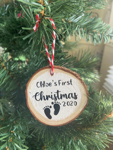 Baby's First Wood Slice Christmas Ornament